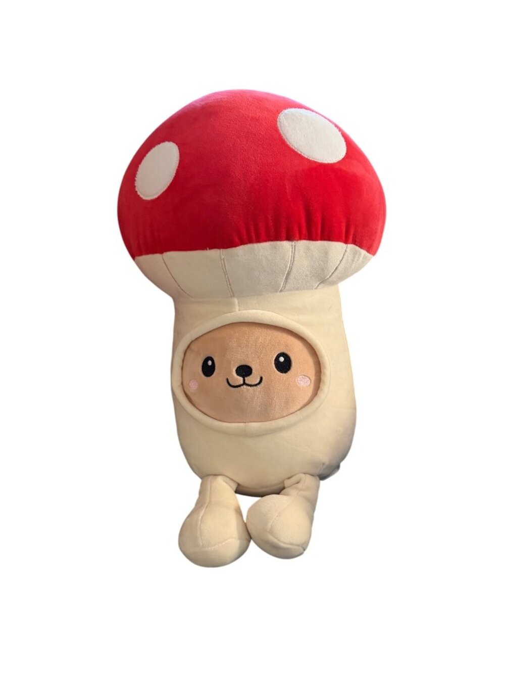 Smoochy Pals Mushroom Bear Plush Soft Squishty Stuffed Animal Red Cream